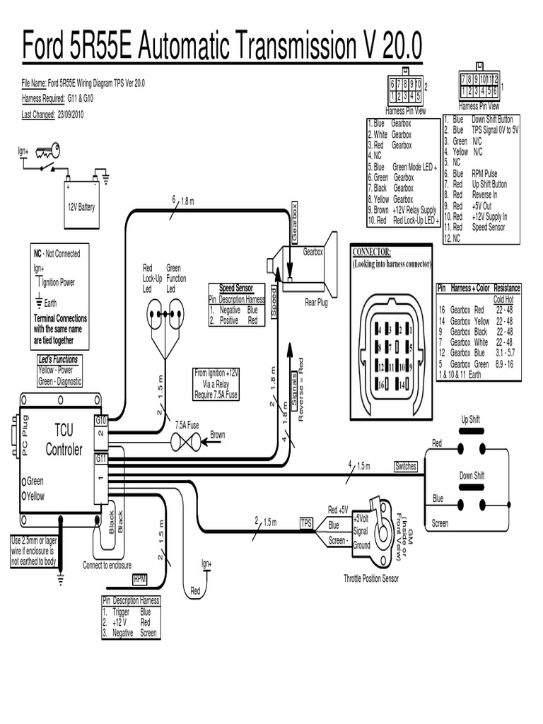 Ford 5R55E Wiring Diagram TPS Ver 20.0 | PDF | Transmission (Mechanics