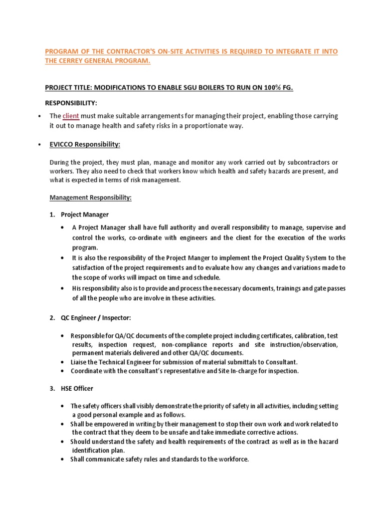 Contractor On-Site Activity Management Guide | PDF | Occupational ...