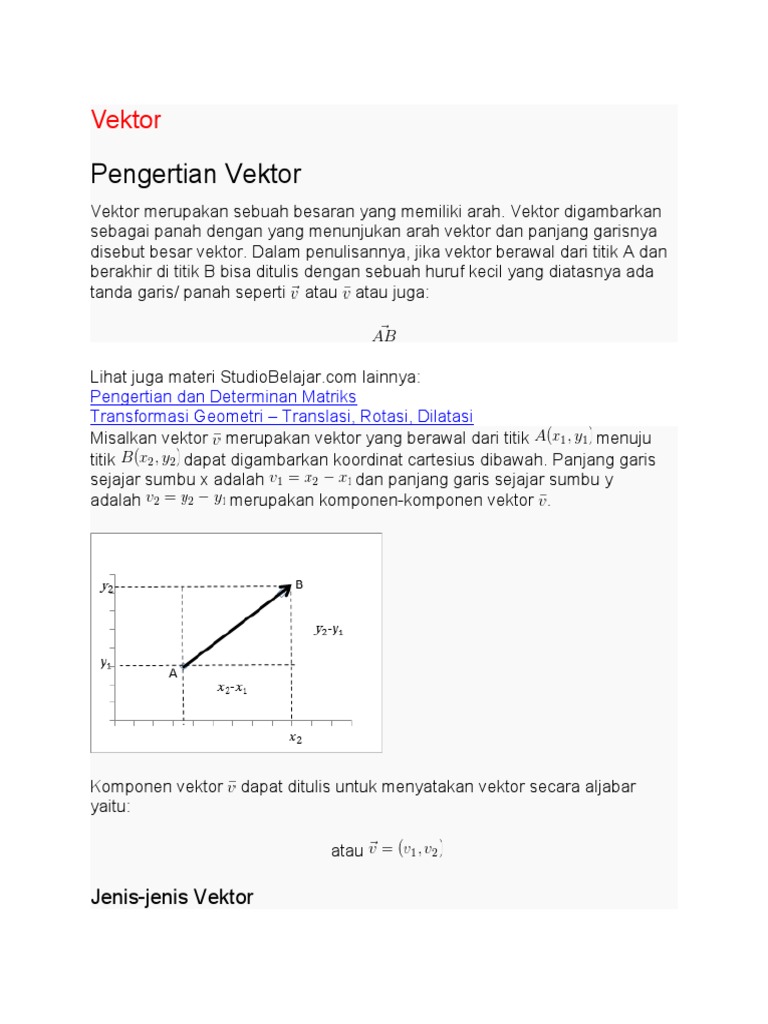 Pengertian dan Jenis Vektor dalam Matematika | PDF | Metode & Bahan Ajar