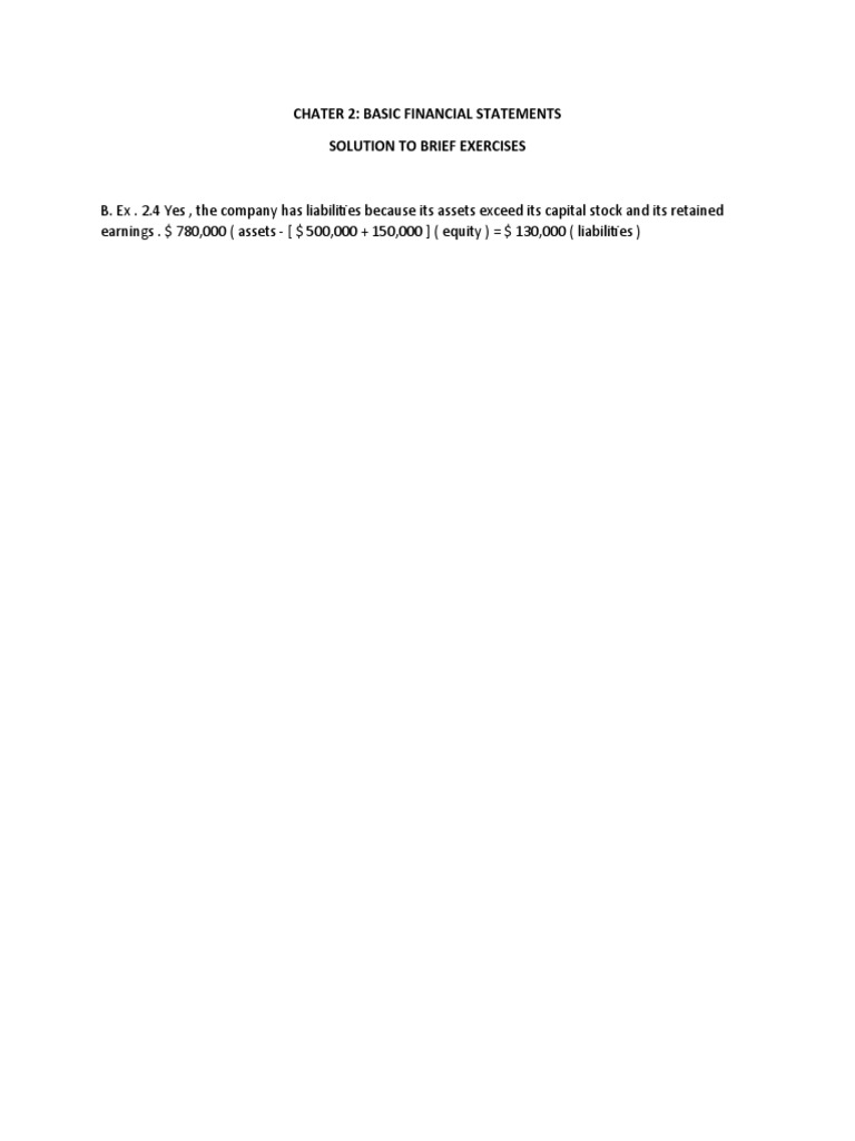 Chapter 2 Basic Financial Statements B.ex 2.4 | PDF