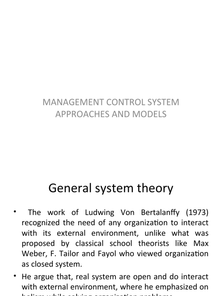 Management Control Systems Overview | PDF | System | Systems Theory
