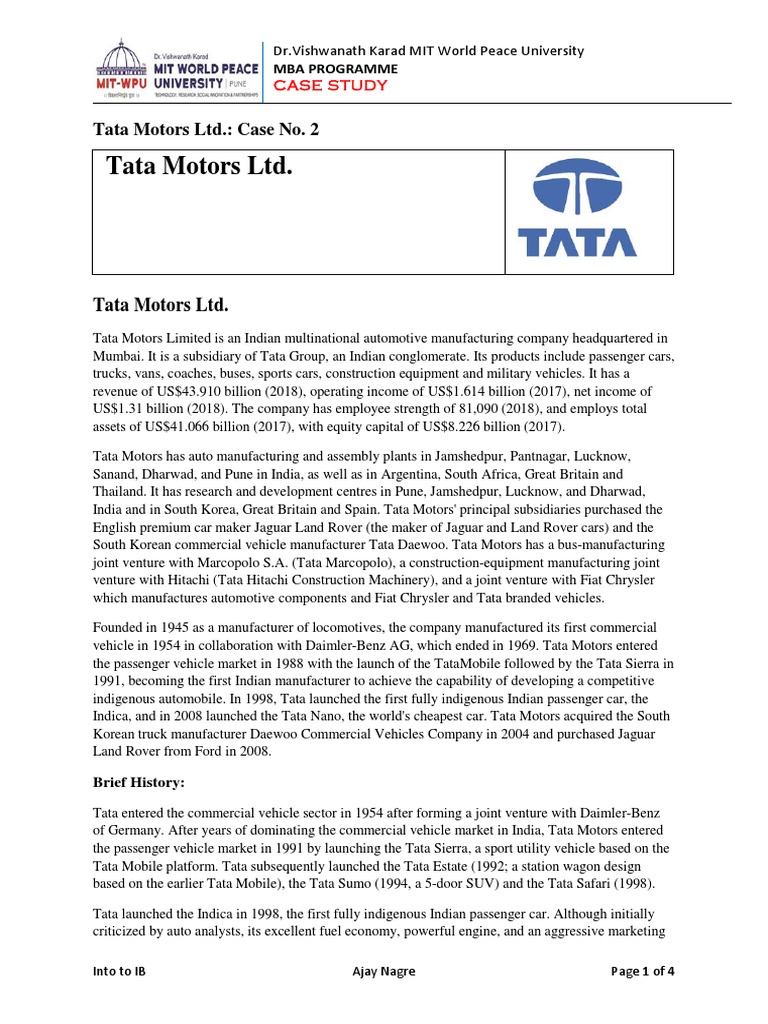 Tata Motors | PDF | Transport | Wheeled Vehicles