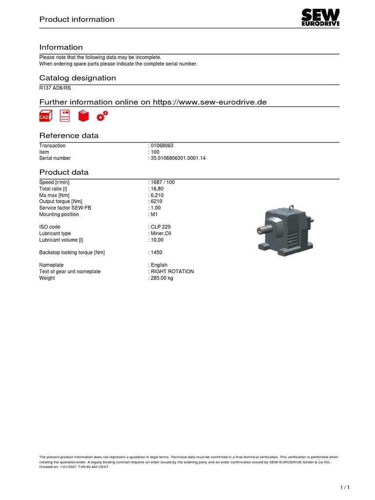 SEW Eurodrive R137 Gearbox Oil Level | PDF | Finance & Money Management ...