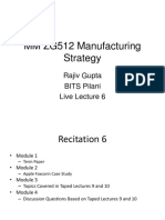 MM ZG512 Manufacturing Strategy: Rajiv Gupta BITS Pilani Live Lecture 6
