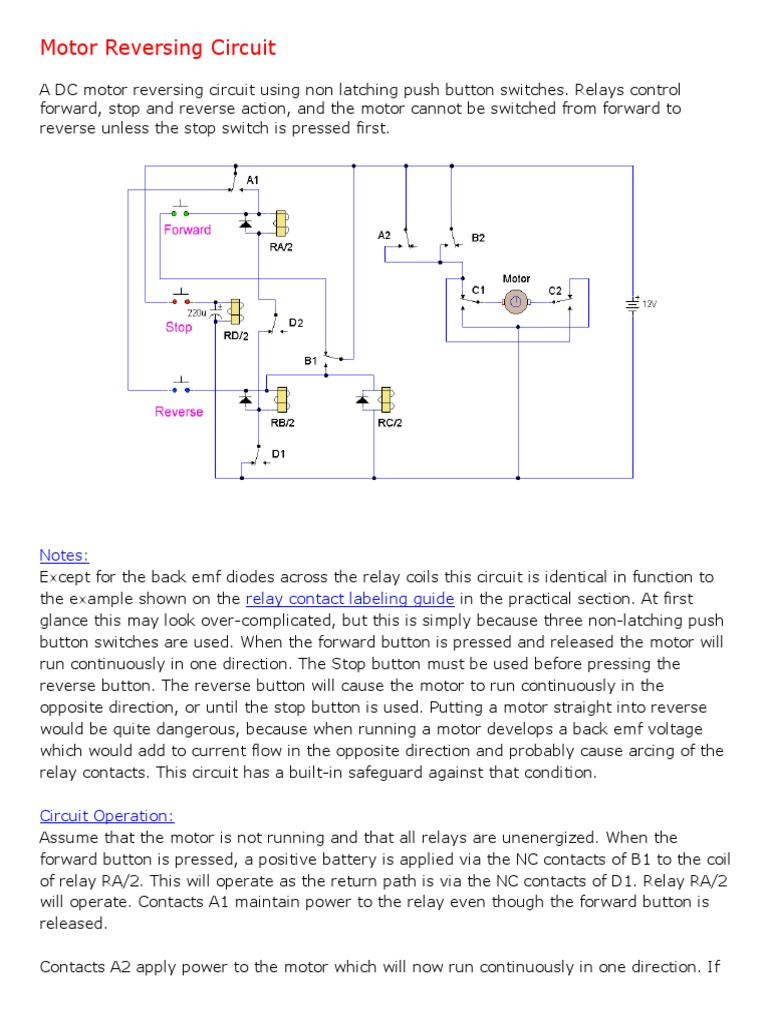 Motor Reversing Circuit: Notes: Relay Contact Labeling Guide | PDF ...