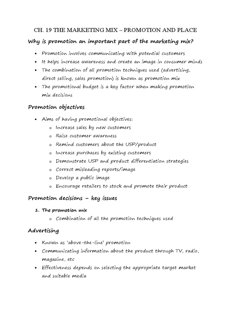 Marketing Mix: Promotion and Place Insights | PDF | Promotion ...