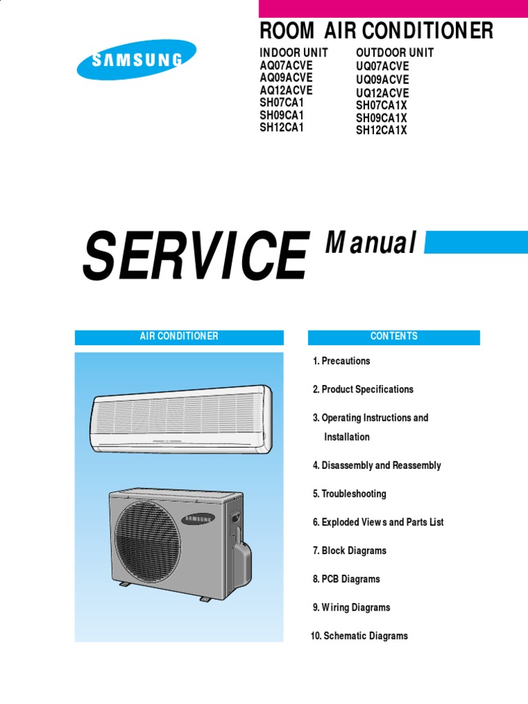 Samsung AQ07 09 12 ACVE Service Manual | PDF | Air Conditioning |  Electrical Engineering