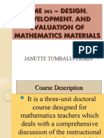 Dme 302 - Design, Development, and Evaluation of Mathematics Materials