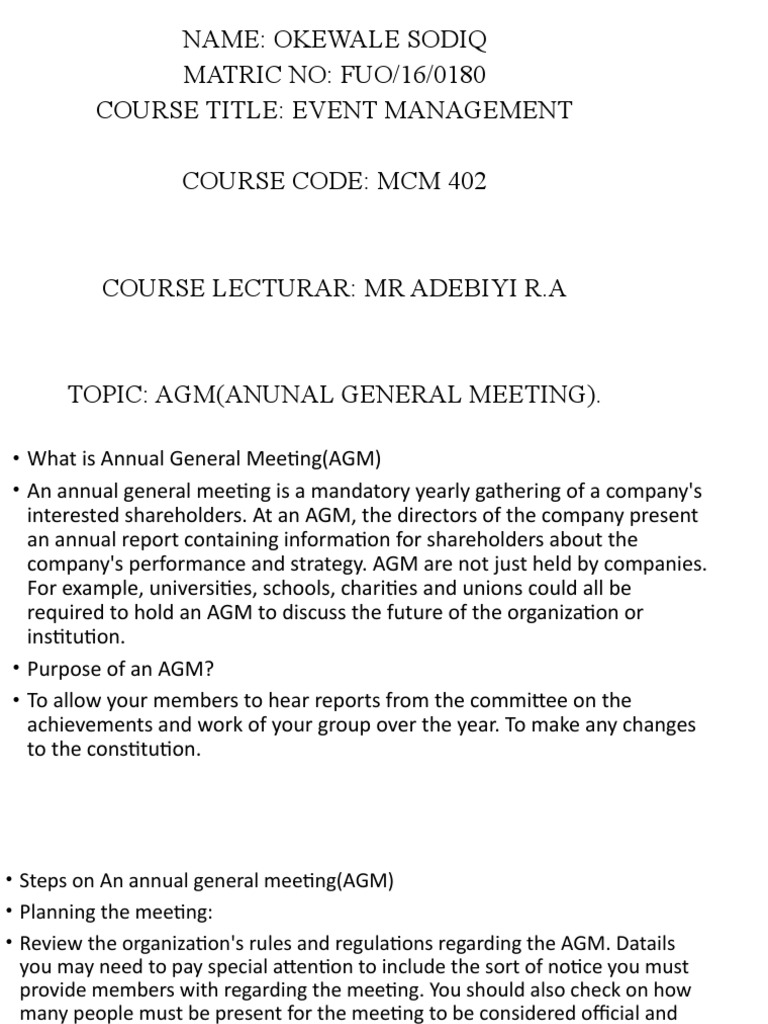 Understanding Annual General Meetings | PDF