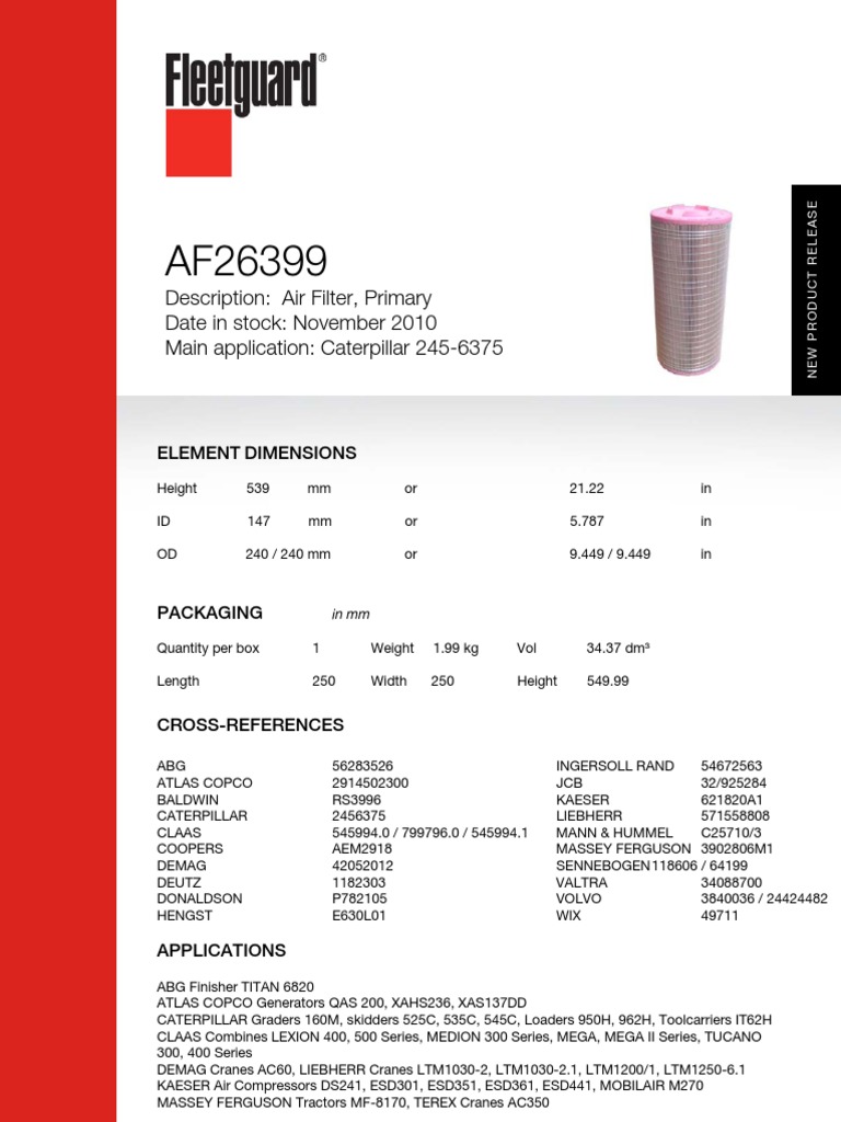 Air Filter Product Release Catalog | PDF | Vehicles | Equipment