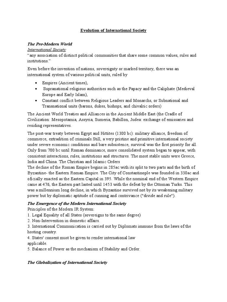 Evolution of International Society Overview | PDF | Byzantine Empire ...