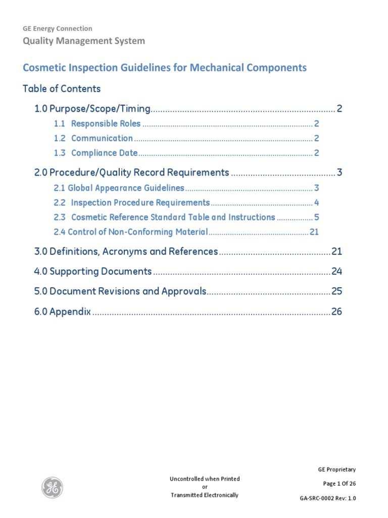 Cosmetic Inspection Standards for GE Parts | PDF | Corrosion ...