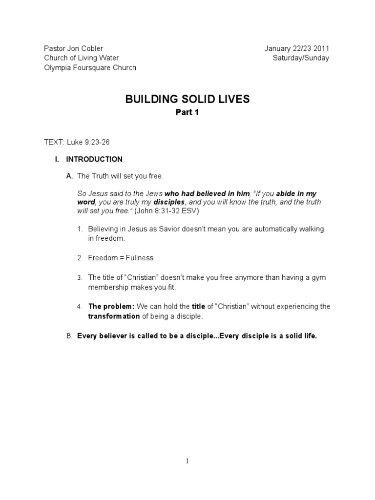 Building Solid Lives - Part 1 | PDF