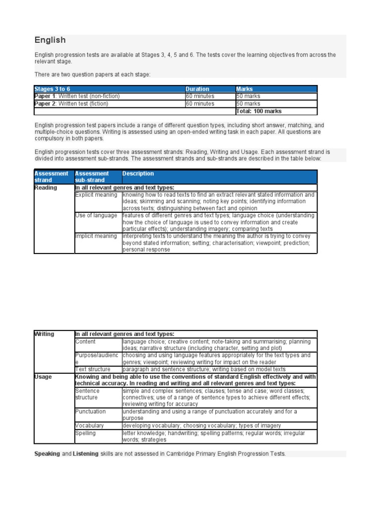 Cambridge Primary English Assessment Guide | PDF | Educational ...