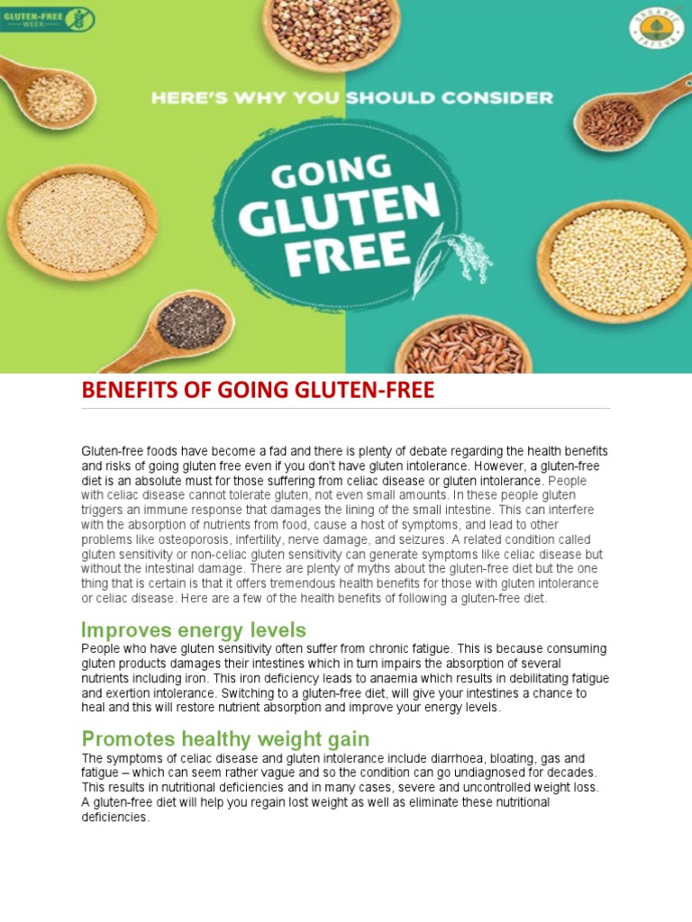 Benefits of Going Gluten Free | PDF | Gluten Free Diet | Coeliac Disease