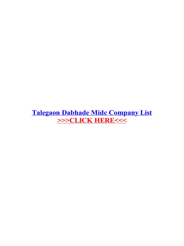 Talegaon Dabhade Midc Company List PDF Economies Companies