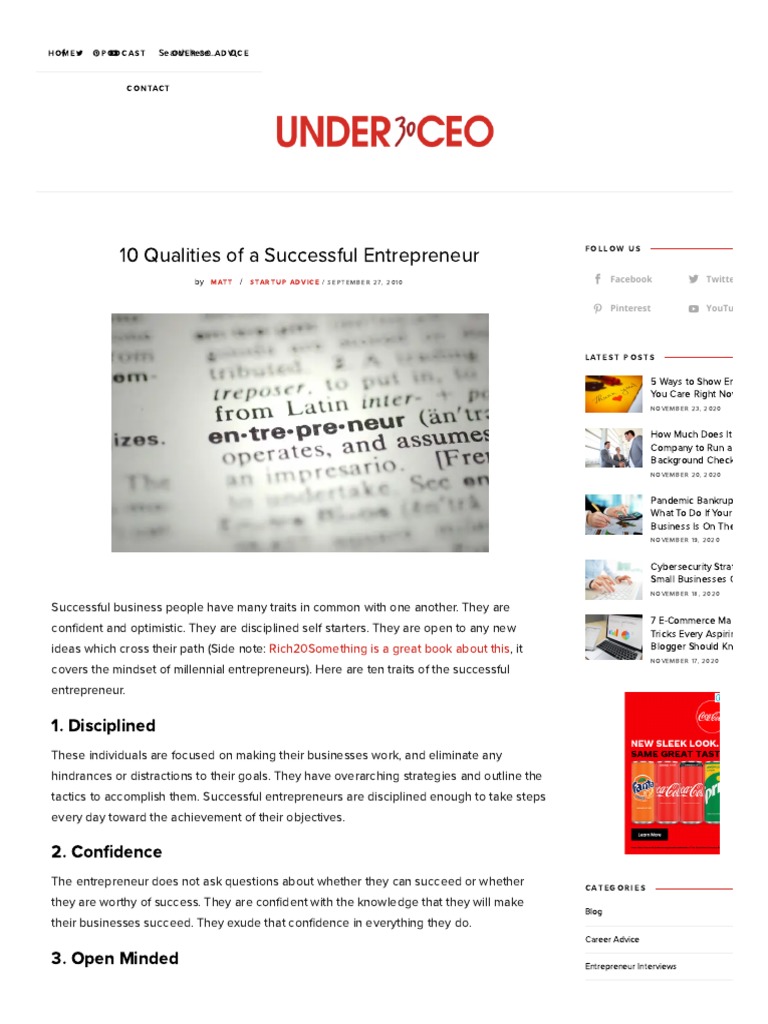 10 Qualities of A Successful Entrepreneur | PDF | Entrepreneurship ...
