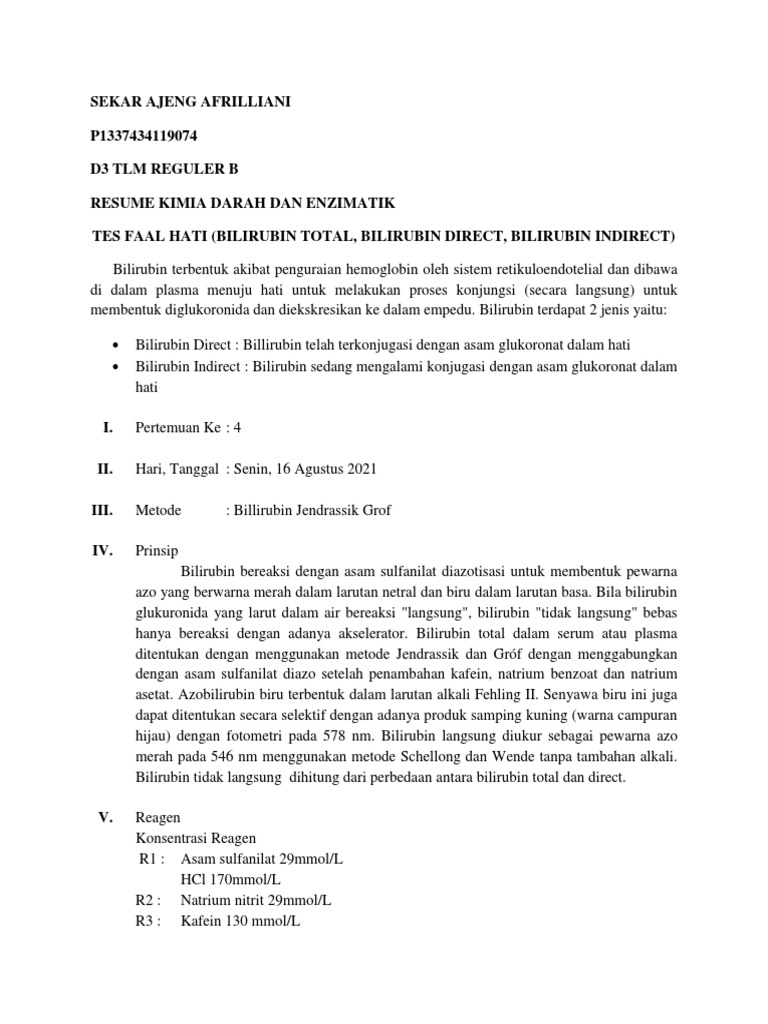 Pemeriksaan Bilirubin Jendrassik Grof PDF