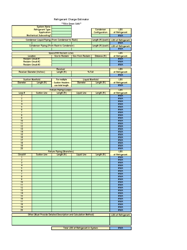 Refrigerant Charge Calculator PDF Manufactured Goods Applied And