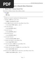 Lab 4: Search Data Structure: 1 Binary Tree - Binary Search Tree