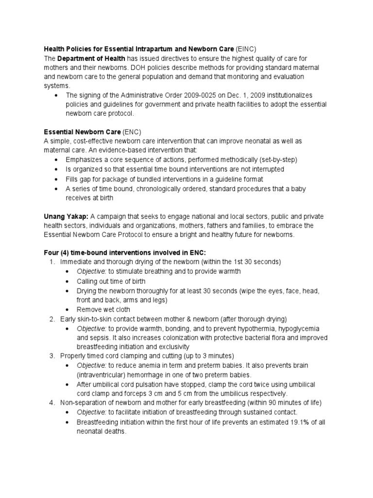 Essential Newborn Care Protocols | PDF | Breastfeeding | Infants