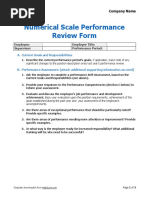 Numerical Scale Performance Review Form: Employee: Employee Title: Supervisor: Performance Period