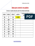 Ejercicios Dislexia Ordenar Sílabas para Construir Una Palabra