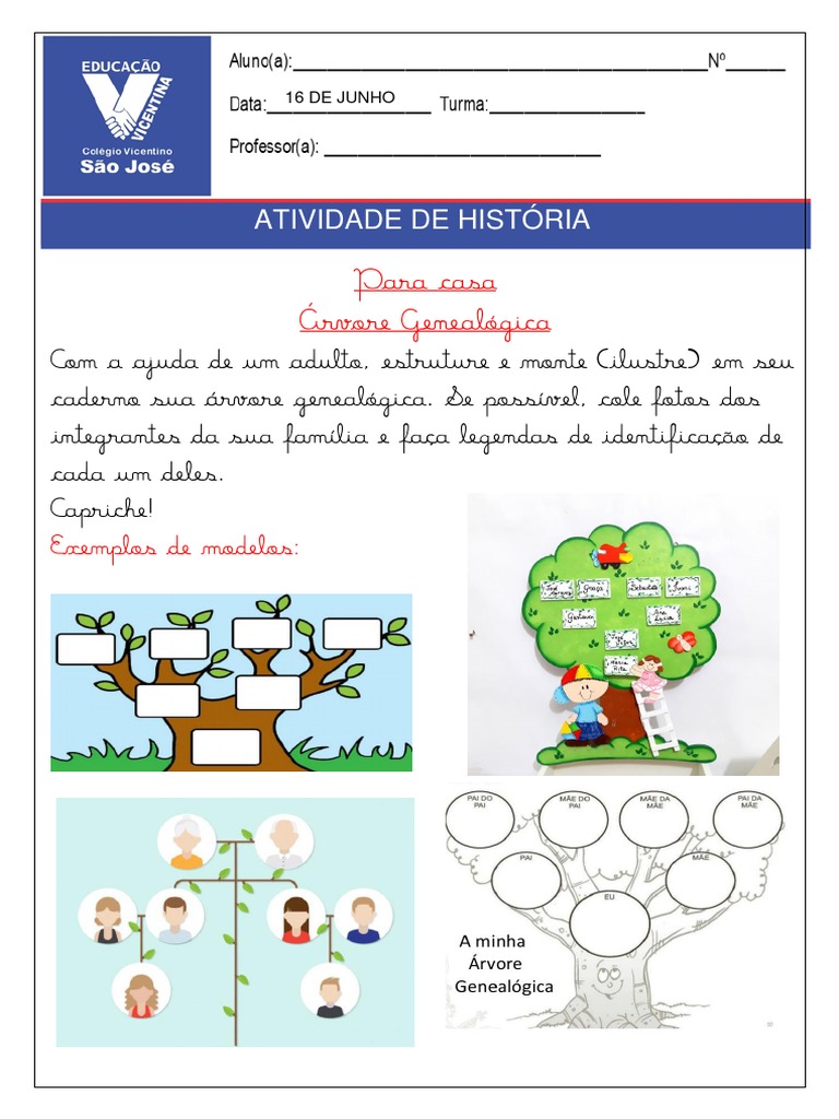 Atividade de Árvore Genealógica 1º Ano | PDF | Ficção Geral