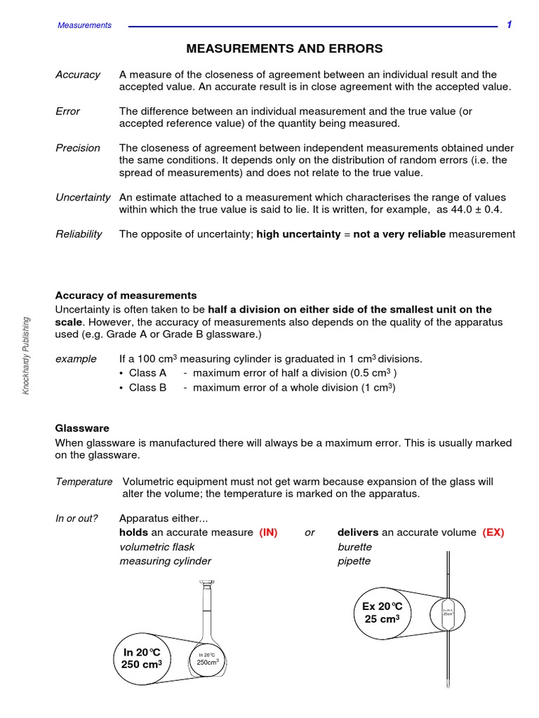 Measurements and Errors | PDF | Significant Figures | Accuracy And ...
