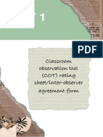 Classroom Observation Tool (COT) Rating Sheet/inter-Observer Agreement Form