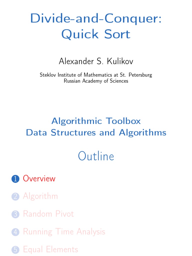 3 Divide and Conquer 5 Quicksort | PDF | Algorithms And Data Structures ...