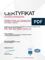 Certyfikat ISO 9001 2015 ZWM CZAJA 19 22