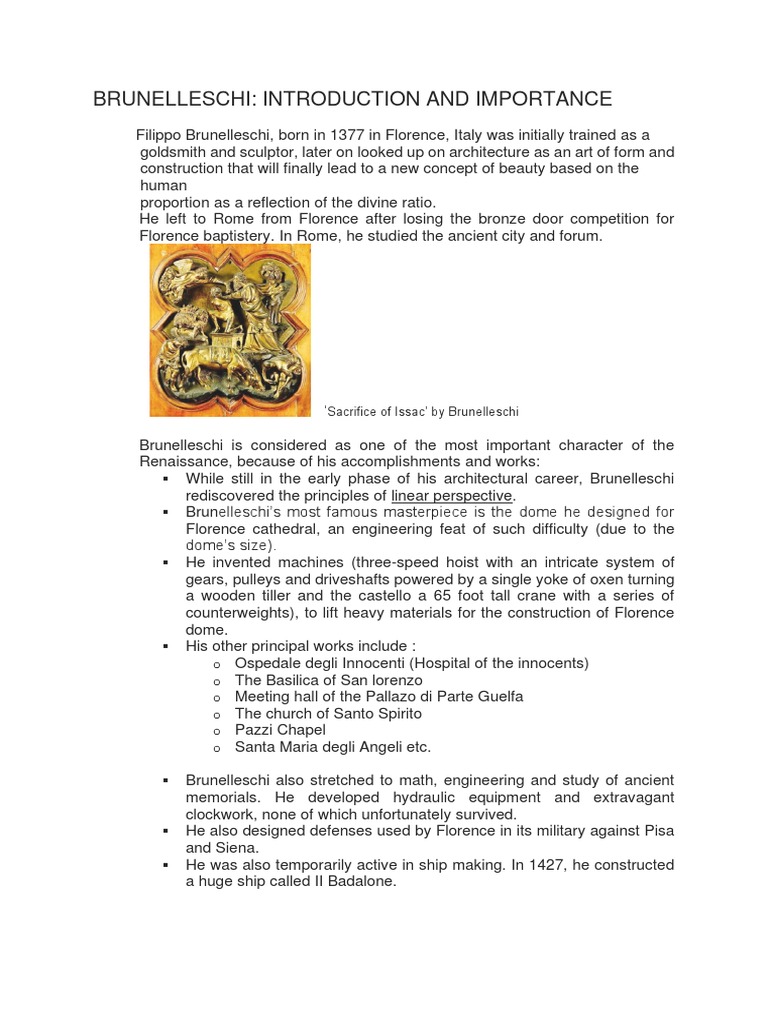 Brunelleschi's Invention of Perspective | PDF | Perspective (Graphical)