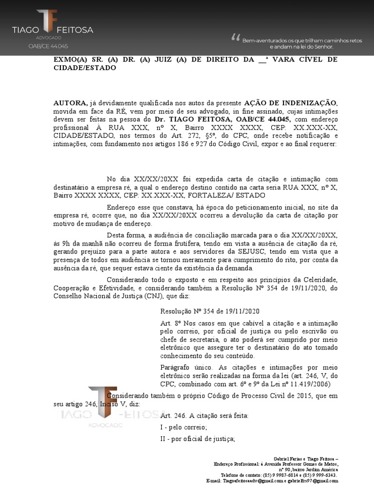 Citação por meio eletrônico em processo de indenização | PDF | Citação ...