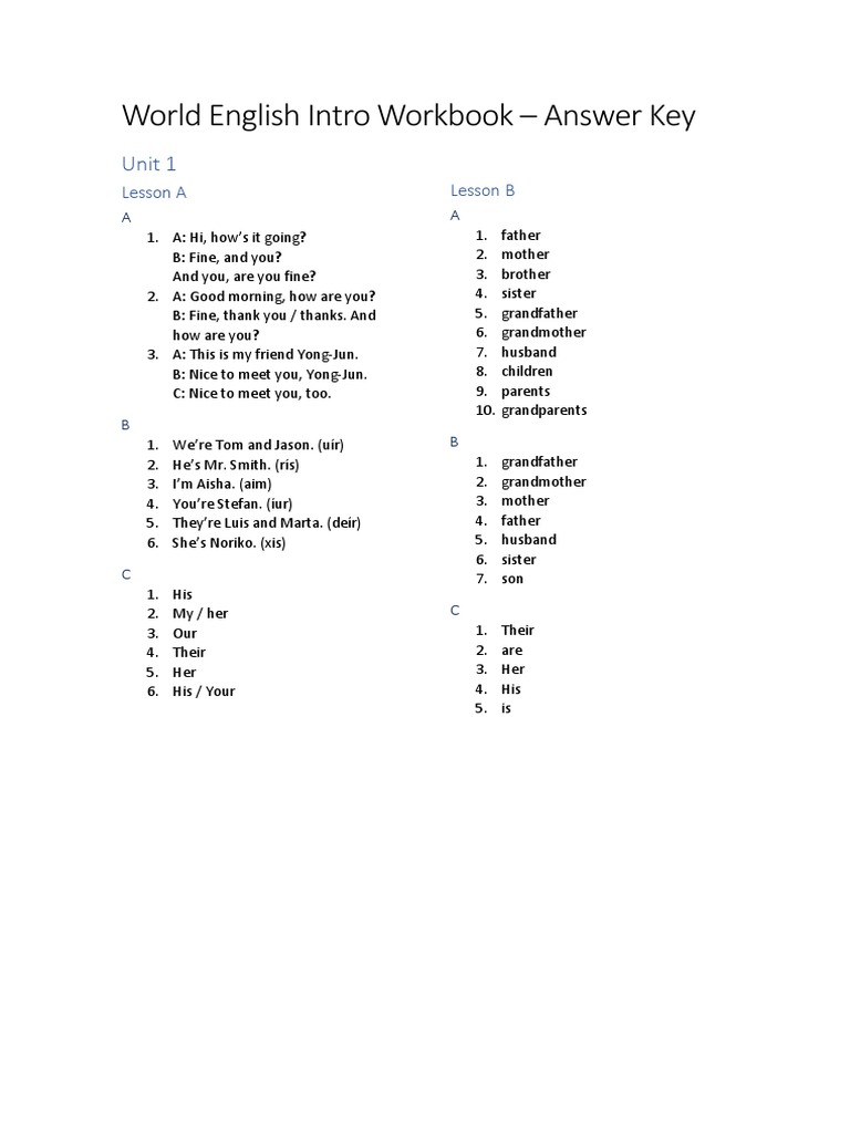 My Perspectives 3 Workbook Answer Key