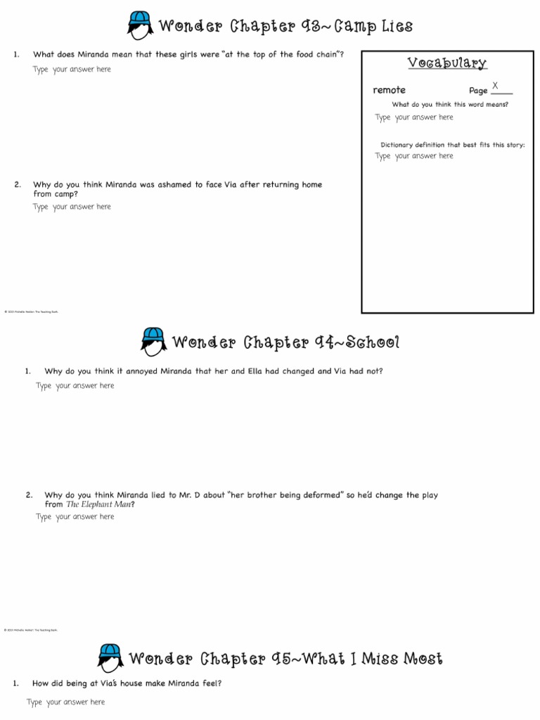 Template Copy Of Wonderpart7studentpacket Pdf
