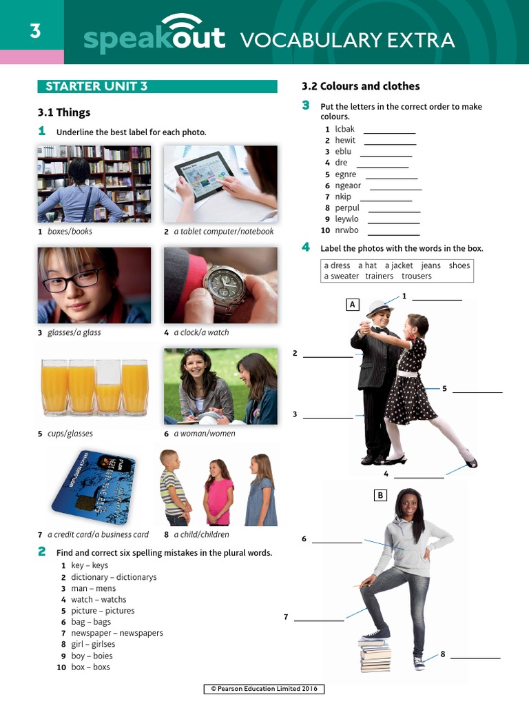 Speakout 2nd Edition Vocabulary Extra Starter Unit 3 Pdf Crossword