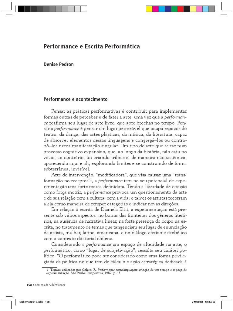 Performance e Escrita Performática - Denise Pedron | PDF | Tempo ...