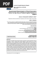 Experimental Determination of Panel Generation Factor For Apo Area of Federal Capital Territory in Nigeria