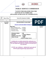 Kerala Public Service Commission: Examination Programme For The Month of October 2021