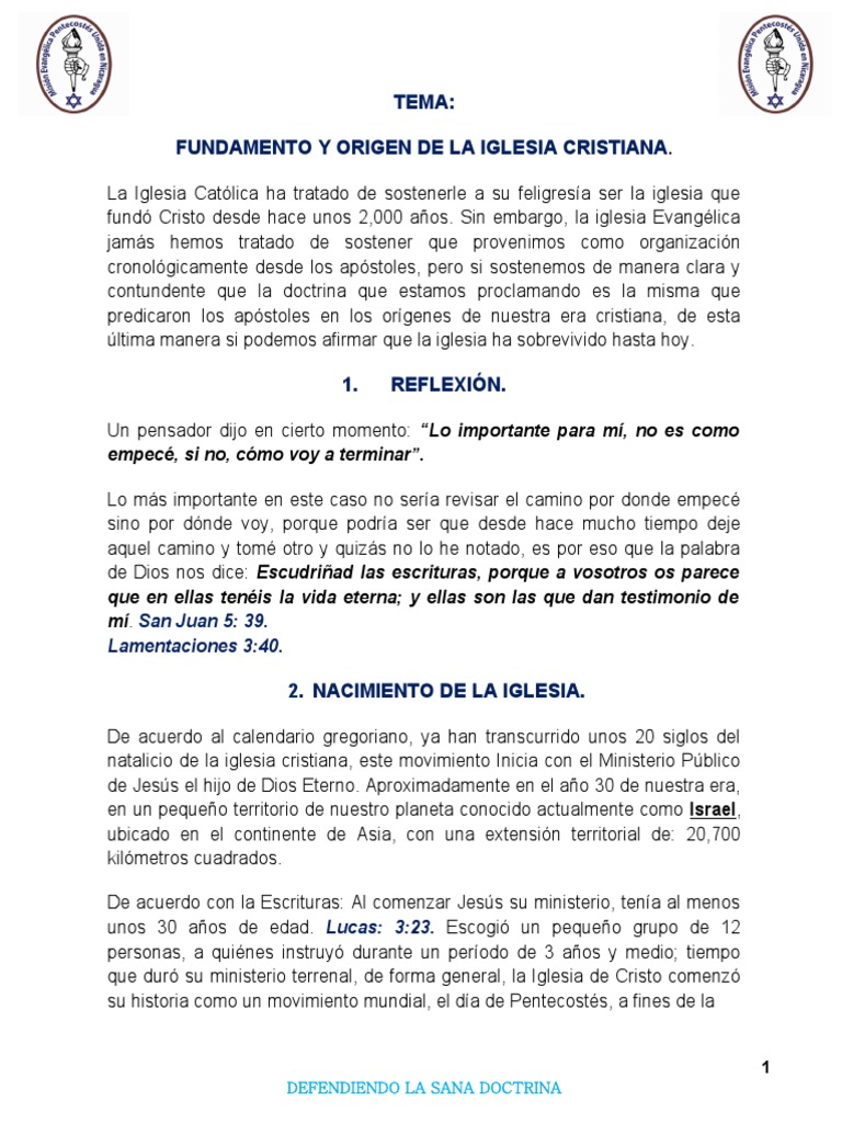 Fundamentos y Origen de la Iglesia Cristiana | PDF | Iglesia Católica ...