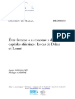 Adjamagbo, Agnes e Antoine, Phillipe - Etre Femme Autonome Dans Les Capitales Africaines Dakar e Lomé SN 2004
