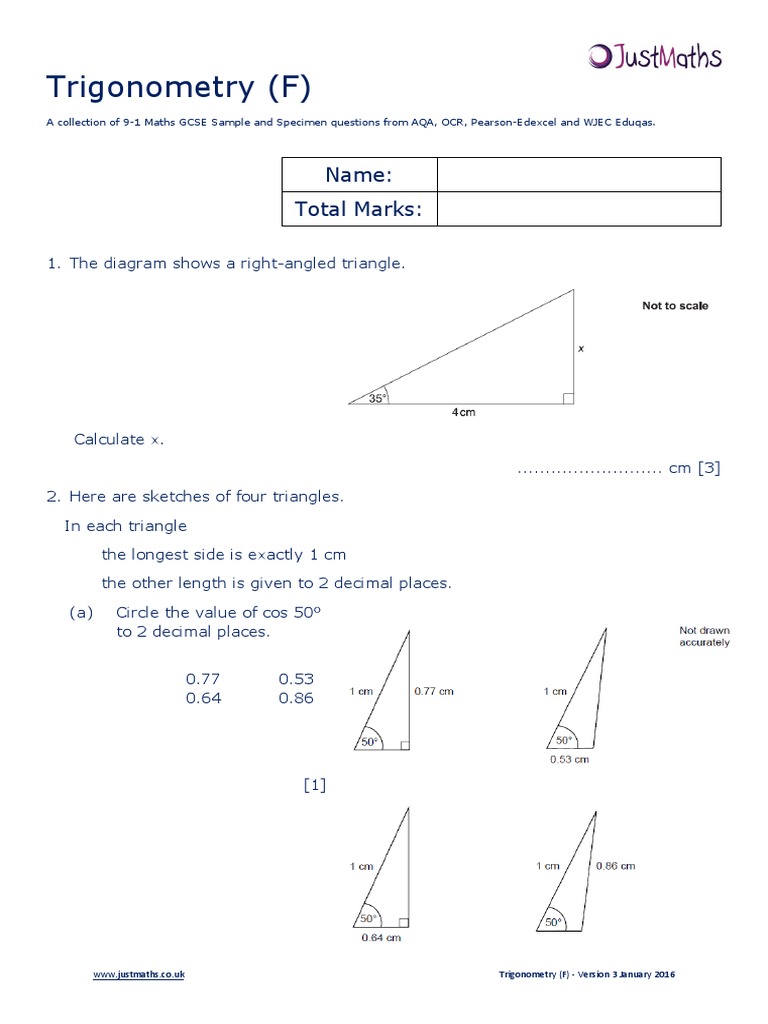 GCSE Higher Trigonometry Questions | PDF | Triangle | Qualifications