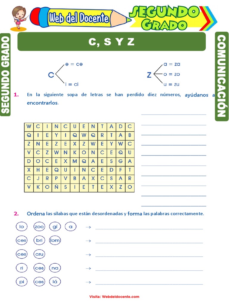 Palabras Con La C S Z para Segundo Grado de Primaria | PDF
