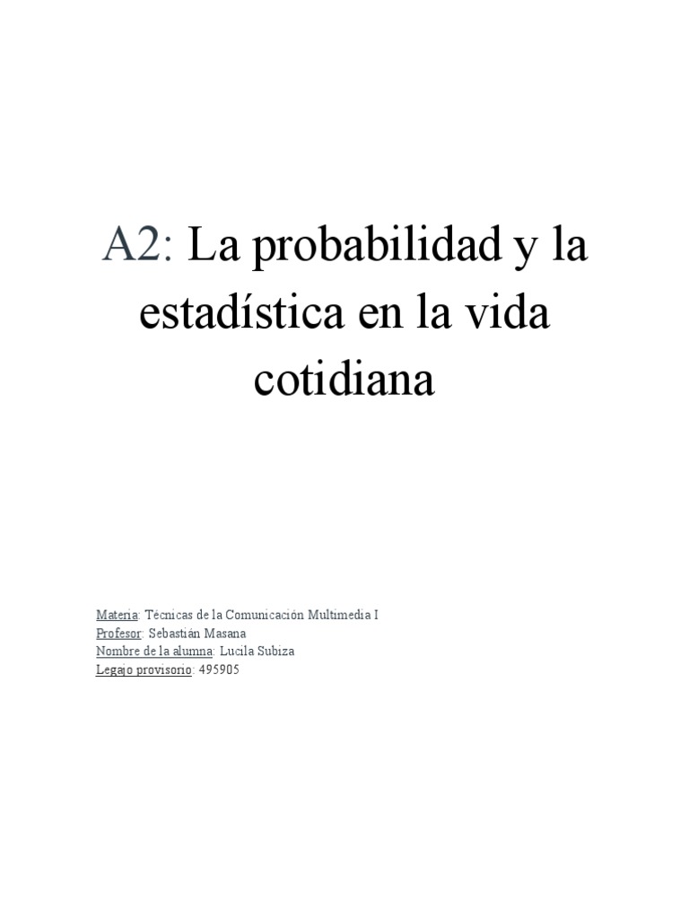 Probabilidad y estadística en la vida diaria | PDF | Experimentar | Science