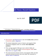 Classical Field Theory: Maxwell Equations: April 28, 2010