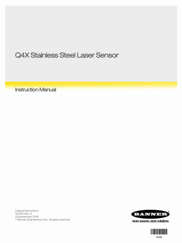 Q4X Stainless Steel Laser Sensor Instruction Manual PDF Bipolar