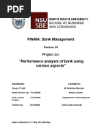 FIN464: Bank Management: Performance Analysis of Bank Using Various Aspects"