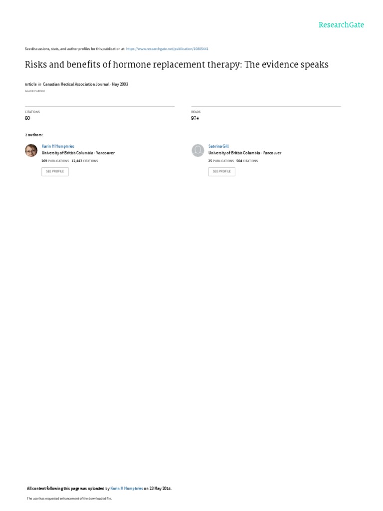 Risks And Benefits Of Hormone Replacement Therapy Pdf Hormone