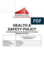 Health & Safety Policy: (Including Business Continuity and Accident Management Plan)